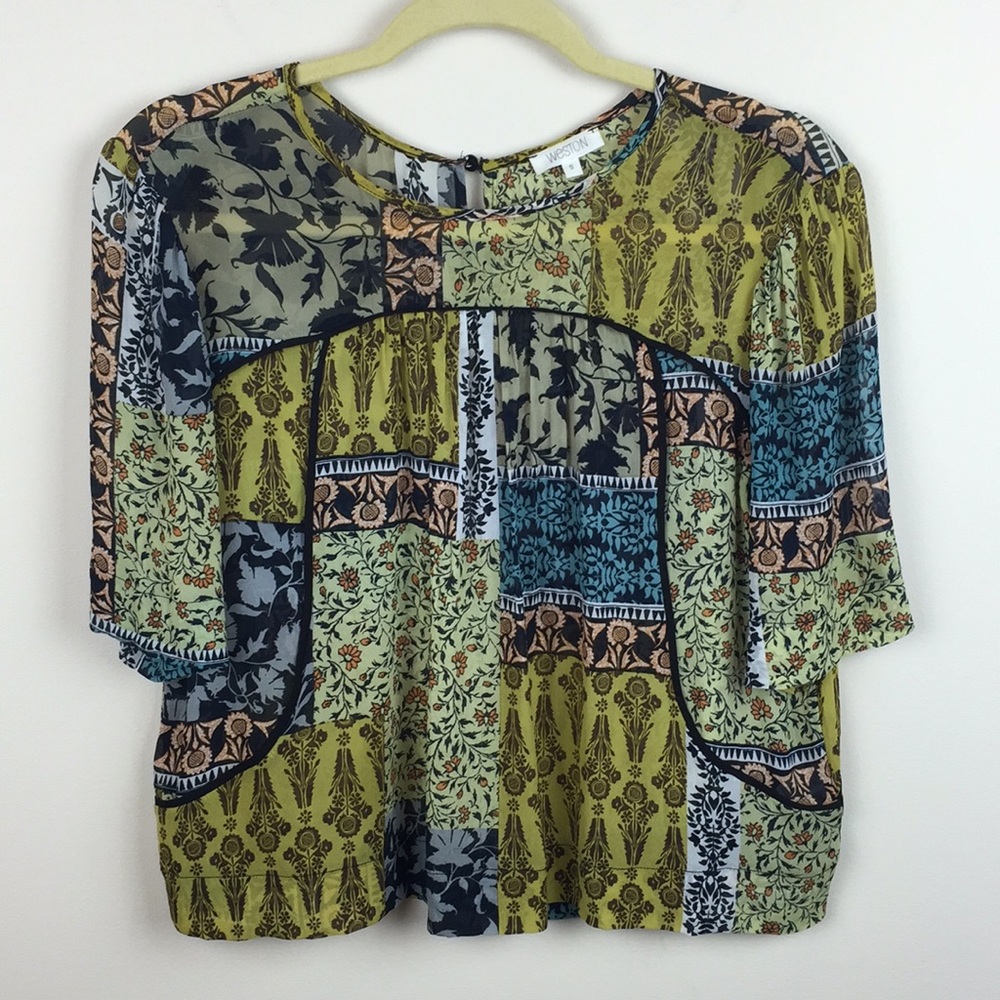 Anthro - Weston - Deka Floral Patchwork Blouse View 2